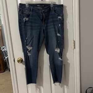 Old Navy Dark Blue Distressed Skinny Jeans